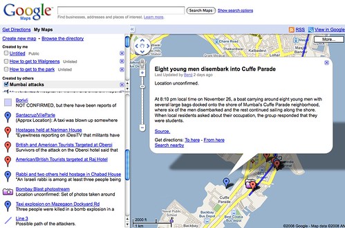 Google Map of Mumbai Attacks